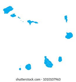 Blue map of Cape Verde