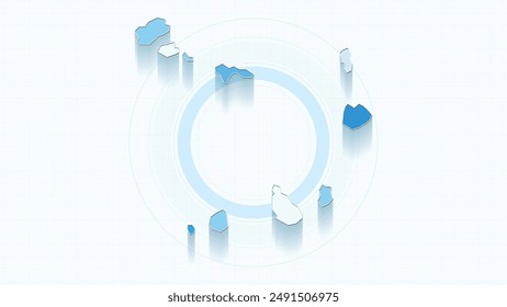 Blaue Karte von Kap Verde, Kap Verde Karte mit Grenzen der Staaten, Land hoch detaillierte Illustration Karte.