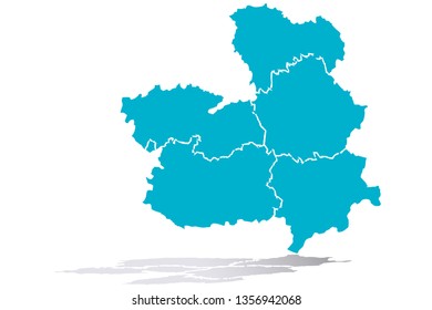 Blue map of Castilla la Mancha.