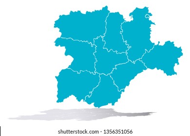 Blue map of Castilla y León.