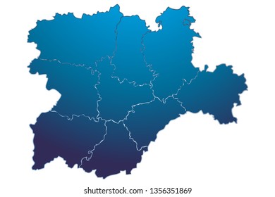 Blue map of Castilla y León.