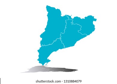 Blue map of Catalonia.