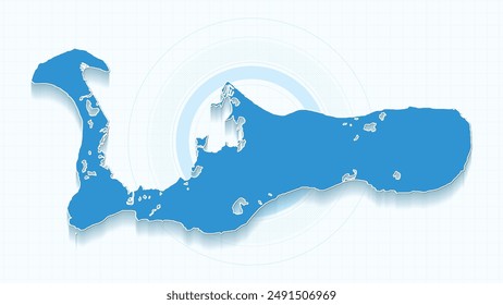 Blue Map of Cayman Islands, Cayman Islands map with borders of the states, country high detailed illustration map.
