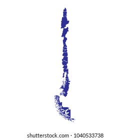blue map of Chile with indication of Santiago. white background vector.