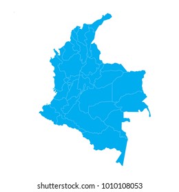 Blue map of Colombia