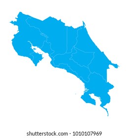 Blue map of Costa Rica