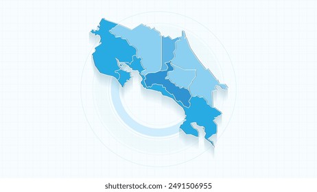 Mapa azul de Costa Rica, Costa Rica mapa con las fronteras de los estados, país de alta ilustración detallada mapa.