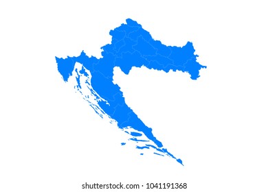 Blue map of croatia