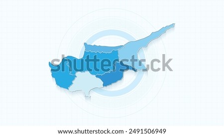 Blue Map of Cyprus, Cyprus map with borders of the states, country high detailed illustration map.