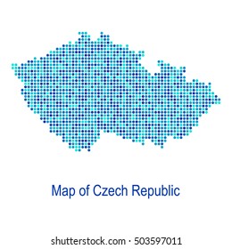 Blue map of czech republic vector dot pattern