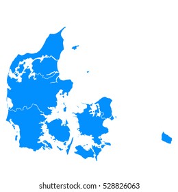 Blue map of denmark