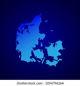 Blue map of denmark, Blue gradient Denmark map. Detailed, Mercator projection, denmark map - blue pastel graphic background . Vector illustration .eps 10.