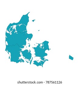 Blue map of denmark, Blue gradient Denmark map. Detailed, Mercator projection, denmark map - blue pastel graphic background . Vector illustration .eps 10