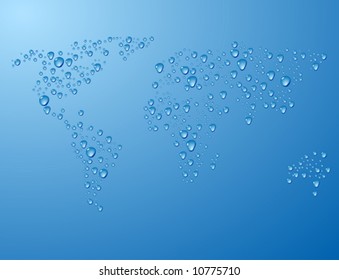 Blue map with drops. Vector illustration.