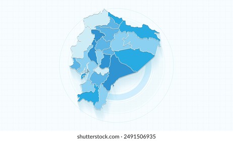 Blue Map of Ecuador, Ecuador map with borders of the states, country high detailed illustration map.