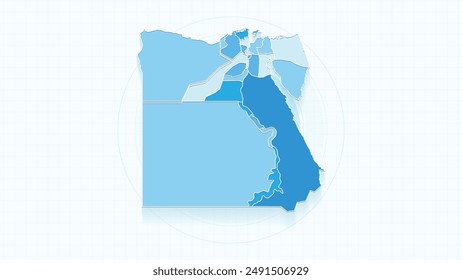 Blue Map of Egypt, Egypt map with borders of the states, country high detailed illustration map.