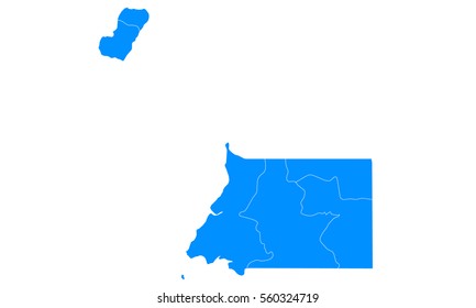 Blue map of equatorial Guinea