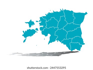 Blue map of Estonia on white background.