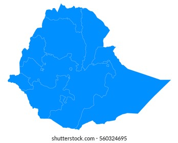 Blue map of ethiopia