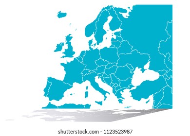 Blue map of Europe.