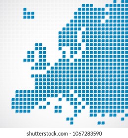 Blue map of Europe continent on white background vector illustration