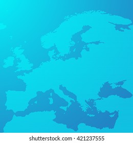 Blue map of Europe in the dots. Vector illustration