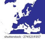 Blue Map of Europe Solid Design Cartography Vector Design