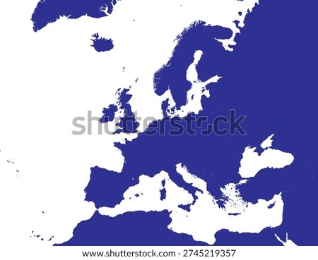 Blue Map of Europe Solid Design Cartography Vector Design