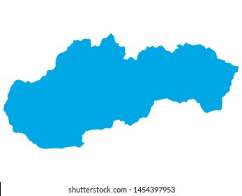 Blue Map of European Country of Slovakia