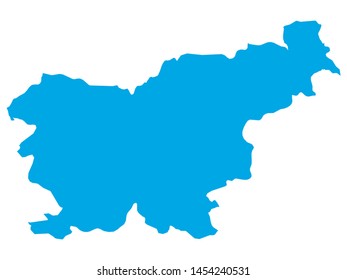 Blue Map of European Country of Slovenia