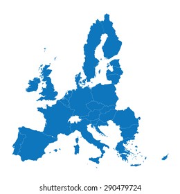 blue map of European Union 