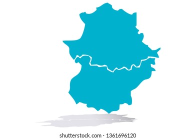 Blue map of Extremadura.