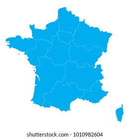 Blue map of France 2016