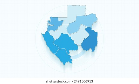 Blaue Karte von Gabun, Gabun Karte mit Grenzen der Staaten, Land hoch detaillierte Illustration Karte.