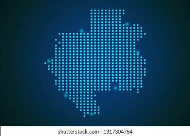 Blue map of Gabon - Gabon polka dots on dark background symbol for your web site design map logo, app, ui, travel vector eps10.