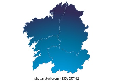 Blue map of Galicia.