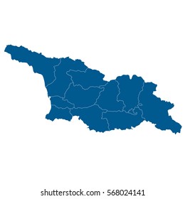 Blue map of Georgia South Ossetia