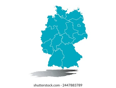 Blue map of Germany on white background.