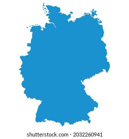 mapa azul de la ilustración vectorial de Alemania aislada en fondo blanco