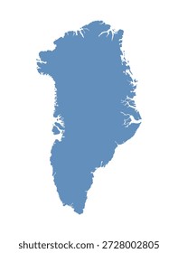 Mapa azul da Gronelândia isolado sobre fundo branco, ilustração vetor plana