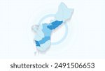 Blue Map of Guam, Guam map with borders of the states, country high detailed illustration map.