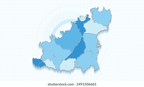 Blue Map of Guernsey, Guernsey map with borders of the states, country high detailed illustration map.