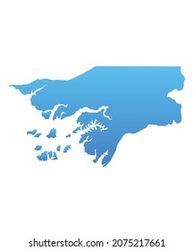 Mapa azul de Guinea Bissau.Ilustración vectorial para proyectos de infografía y marketing.