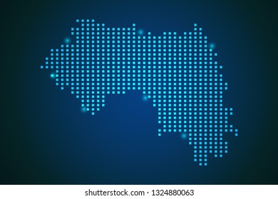Blue map of Guinea - Guinea polka dots on dark background symbol for your web site design map logo, app, ui, travel vector eps10.
