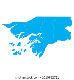 Blue map of Guinea-Bissau