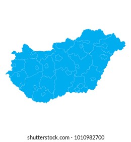 Blue map of Hungary