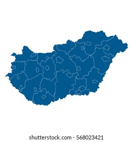 Blue map of hungary
