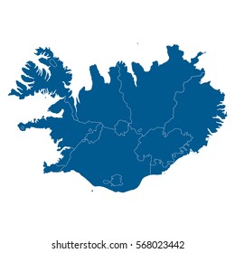 blue map of Iceland