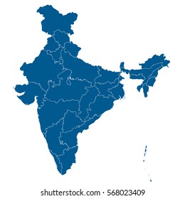 Blue map of India