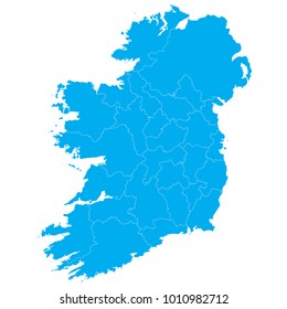 Blue map of Ireland